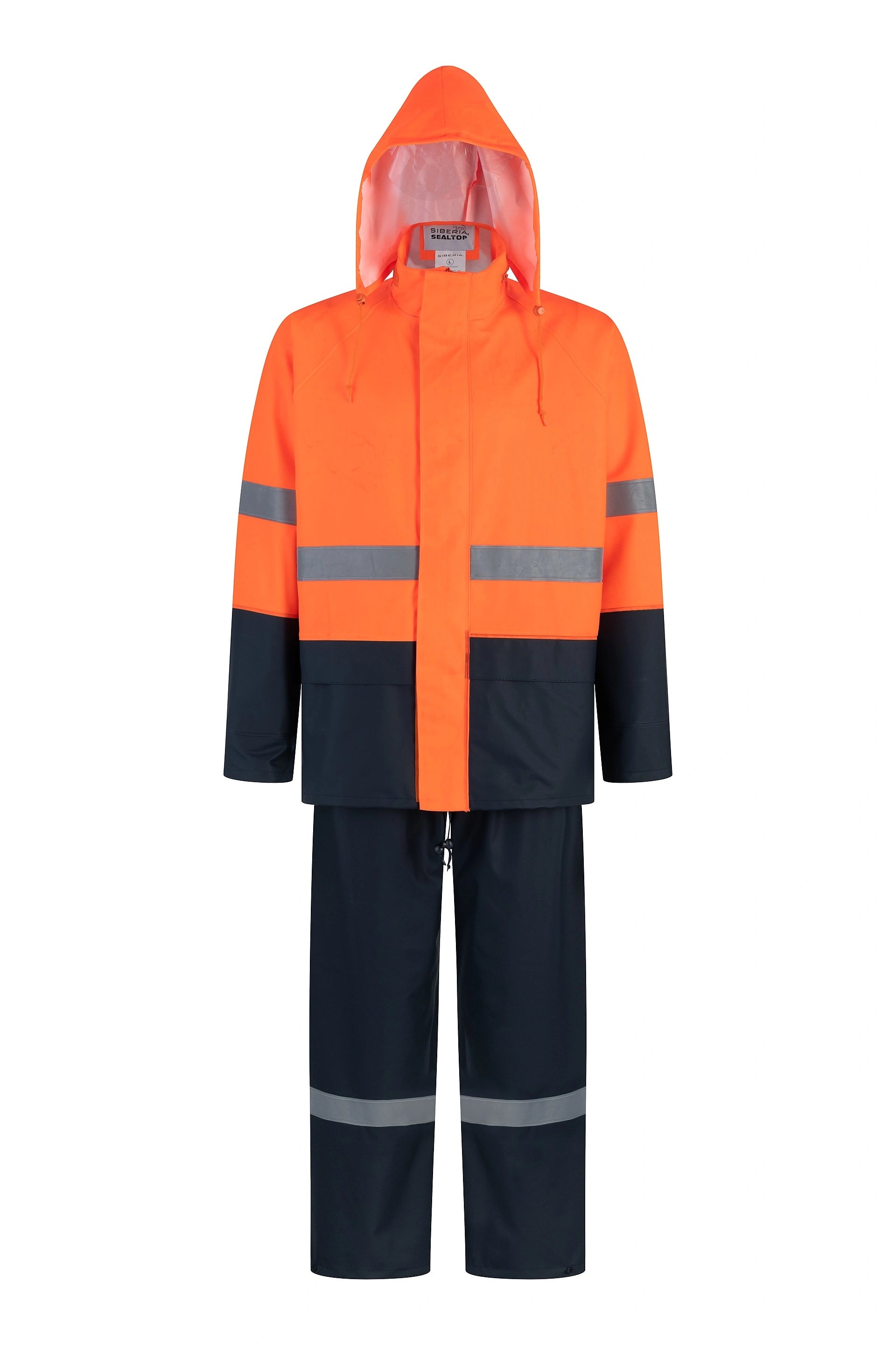 TRAJE SEALTOP PU-PVC BICOLOR NARANJO - AZUL CON CINTA REFLECTANTE SIBERIA