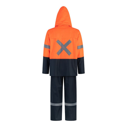 TRAJE SEALTOP PU/PVC ANTIÁCIDO NARANJO/AZUL CON CINTA REFLECTANTE