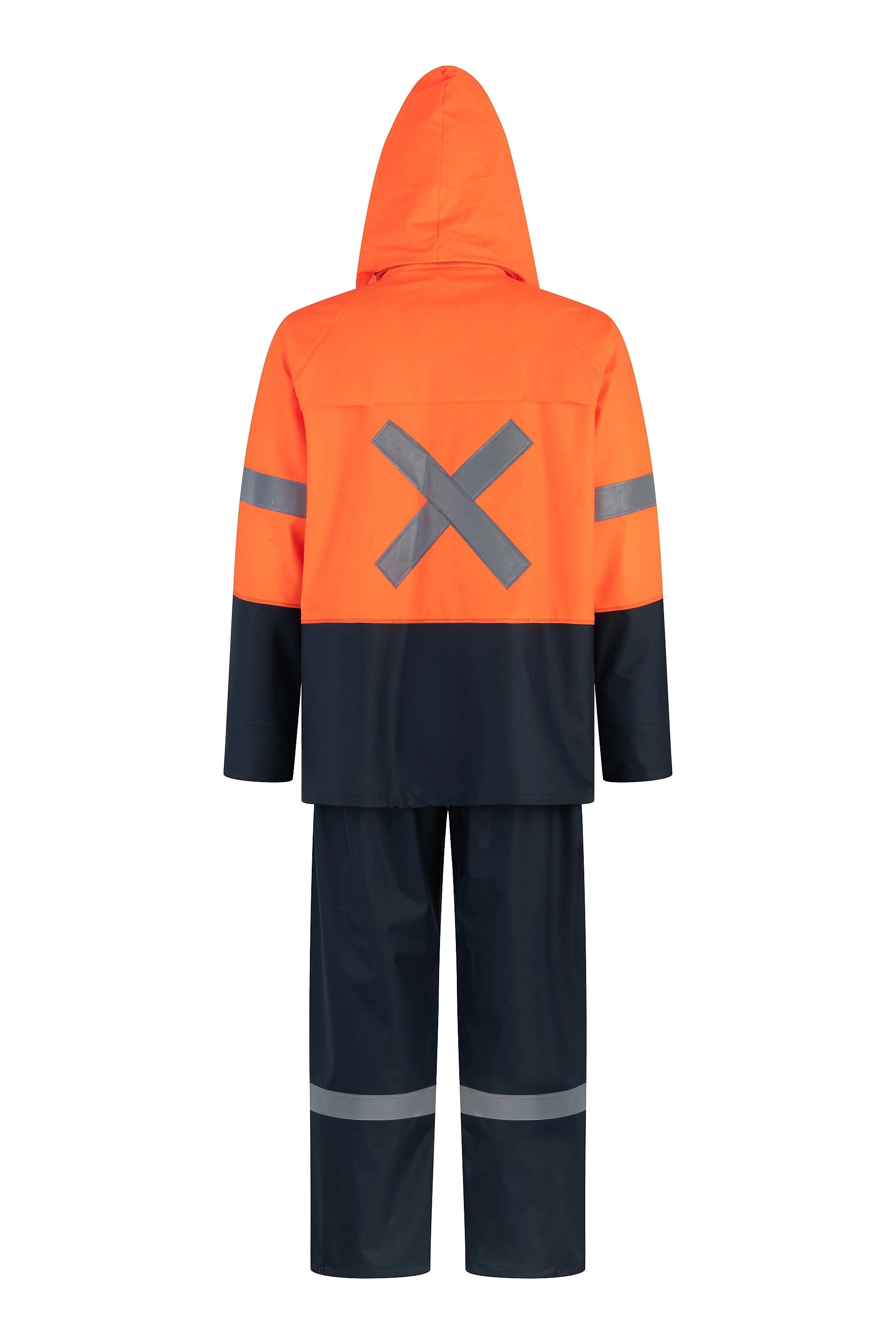 TRAJE SEALTOP PU-PVC BICOLOR NARANJO - AZUL CON CINTA REFLECTANTE SIBERIA