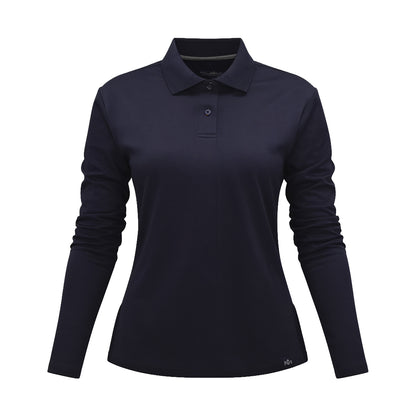 Polera Waffle Manga Larga Mujer Azul Kumen