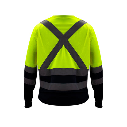 Polera Cooldry Cuello Redondo Hi-Vis Bicolor Amarillo Kumen - vista 2