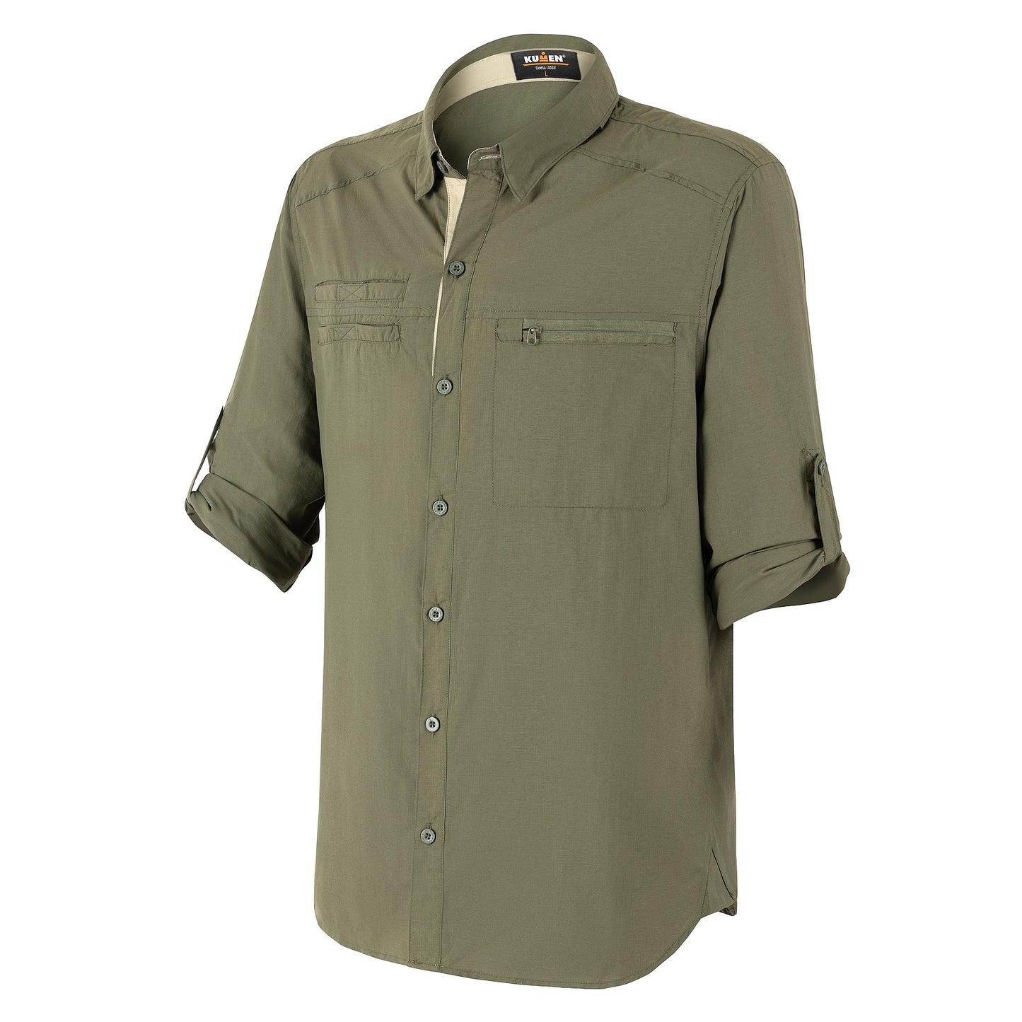 Camisa Outdoor Verde Oliva Kumen - vista 3