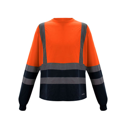 Polera Cooldry Cuello Redondo Hi-Vis Bicolor Naranjo Kumen
