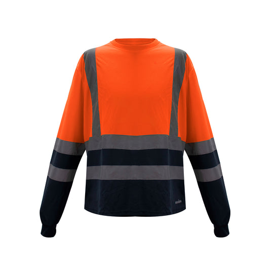 Polera Cooldry Cuello Redondo Hi-Vis Bicolor Naranjo Kumen