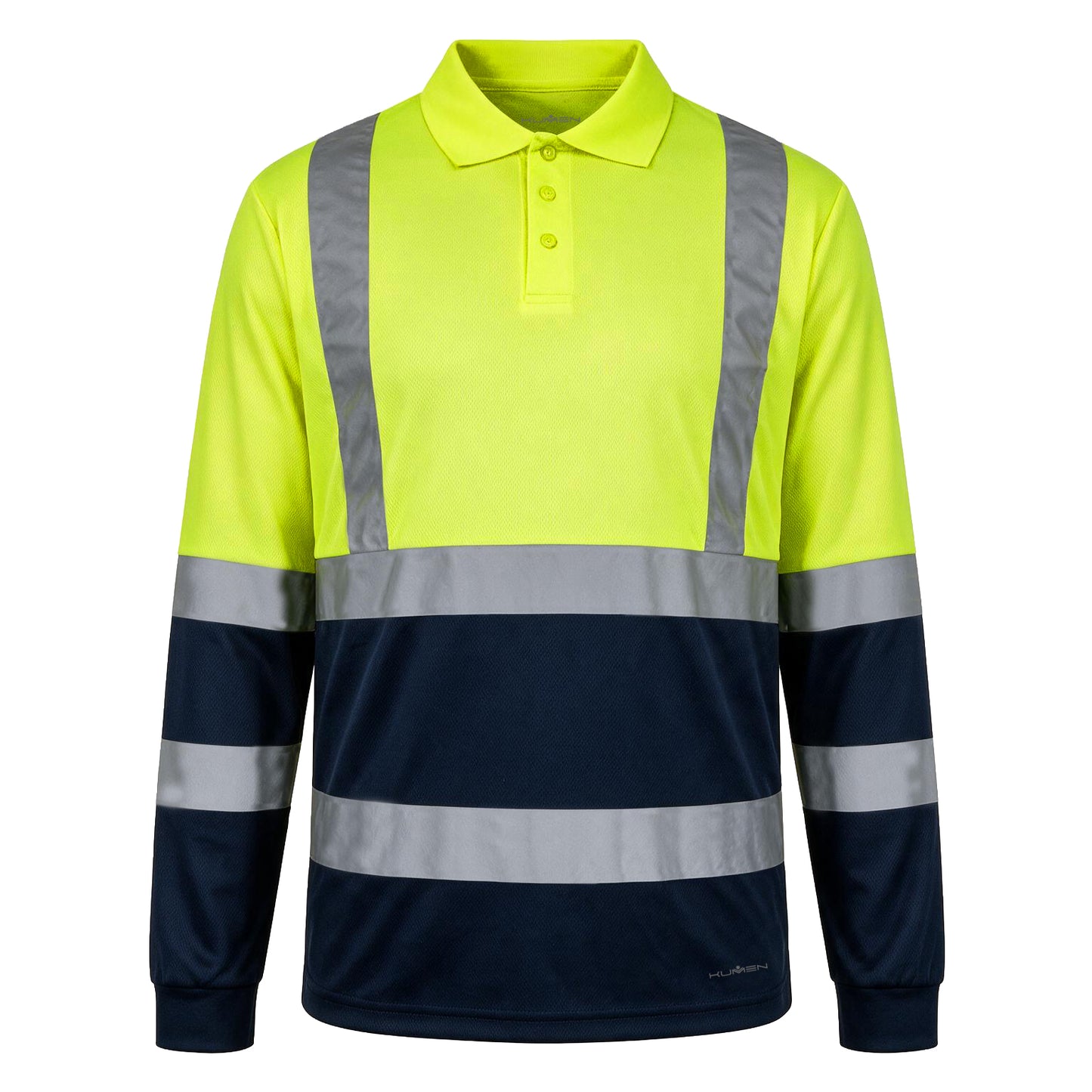Polera Piqué Cooldry Hi-Vis Azul-Amarillo con Cinta Reflectante Kumen