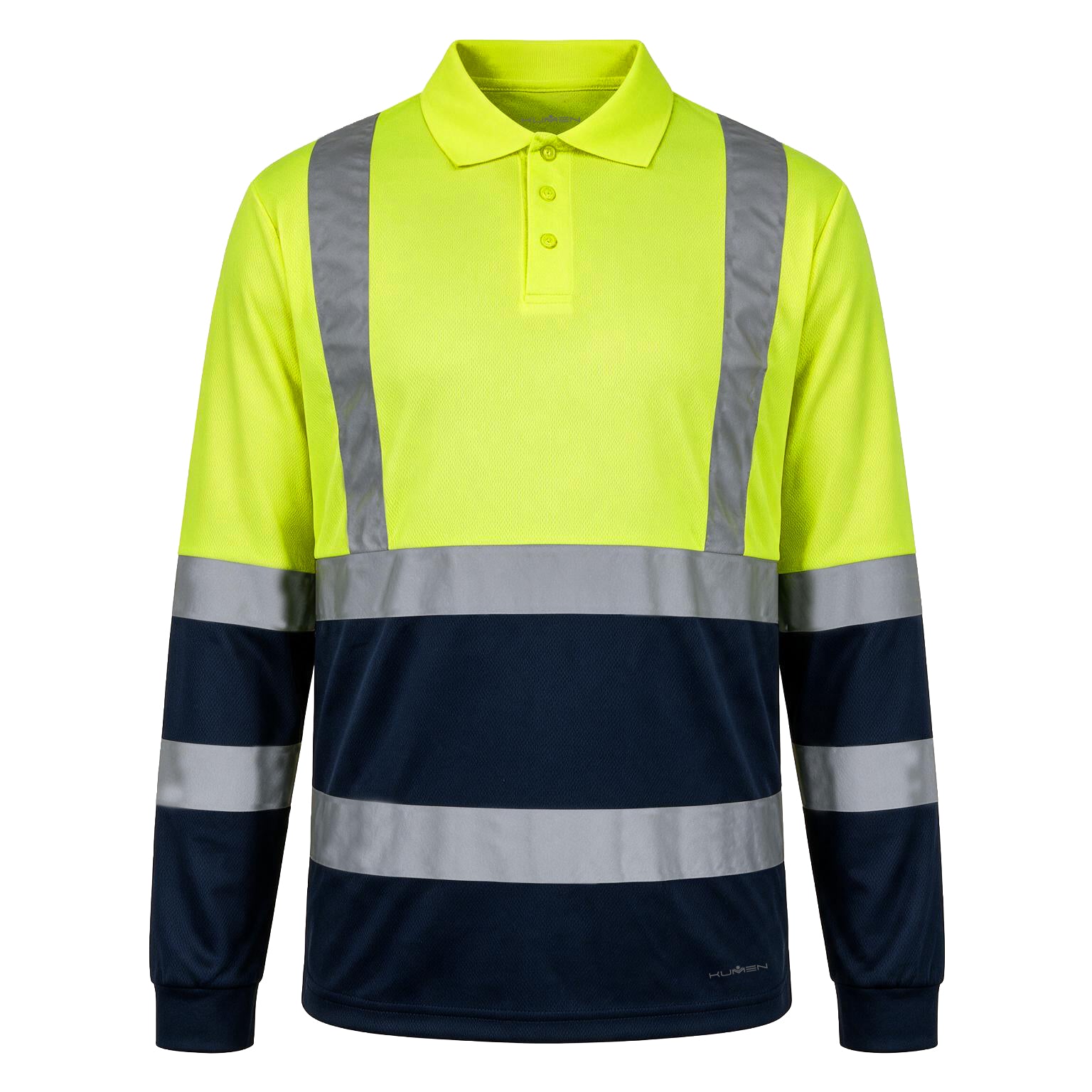 Polera Piqué Cooldry Hi-Vis Azul-Amarillo con Cinta Reflectante Kumen