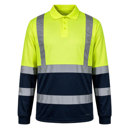 Polera Piqué Cooldry Hi-Vis Azul-Amarillo con Cinta Reflectante Kumen