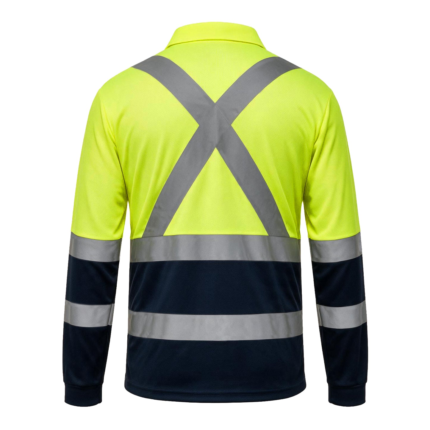Polera Piqué Cooldry Hi-Vis Azul-Amarillo con Cinta Reflectante Kumen - vista 2